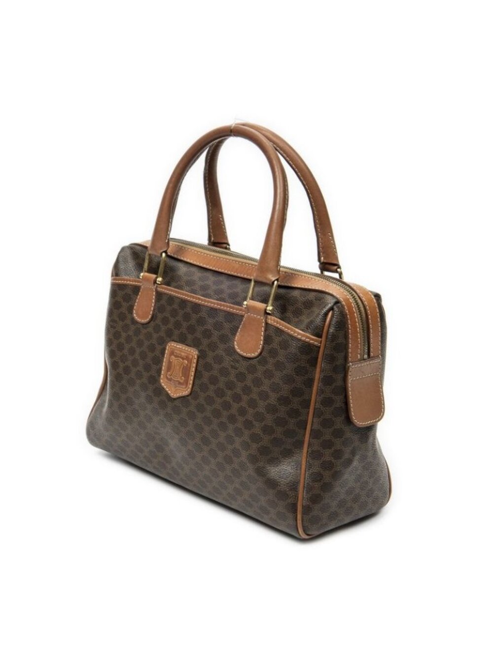 ★SOLD★ Celine Vintage Small Slip Pocket Boston Brown Macadam Canvas - Picture 2 of 10